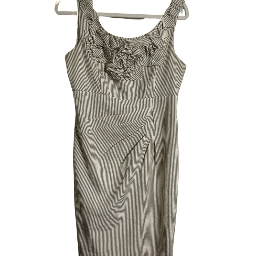 London Style Cream Striped Kids Midi Dress Sz 10